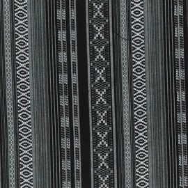 Black and White Recycled Ethnic Jacquard Fabric - Multicoloured, Eco-Friendly, 80% Polyester 20% Cotton, 146cm Wide, 190-210gsm, 1m Piece