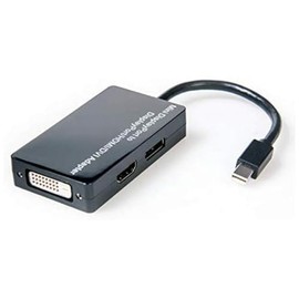 Laser 3-in-1 Mini DisplayPort to DisplayPort, HDMI, DVI Adapter - 8K UHD Support, Thunderbolt Compatible - Black