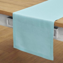 Solino Home Linen Aqua Blue Table Runner 108 Inches Long - 100% Pure Linen 14 x 108 Inch Table Runner for Dining, Summer - Fete