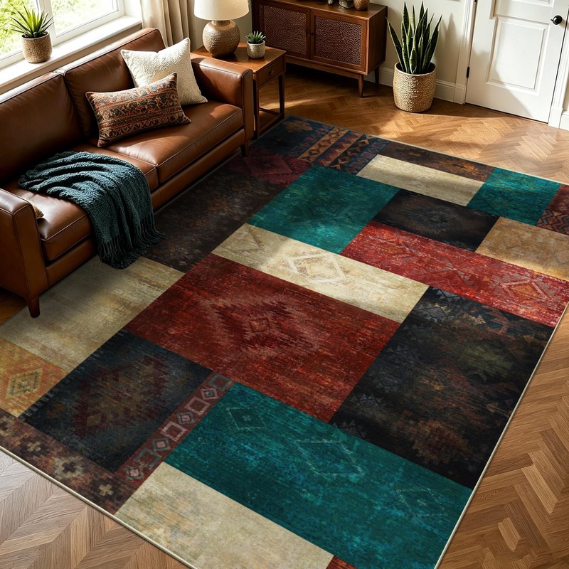 Yinhua Living Room Rug 5x7 Geometric Area Rugs Washable Non