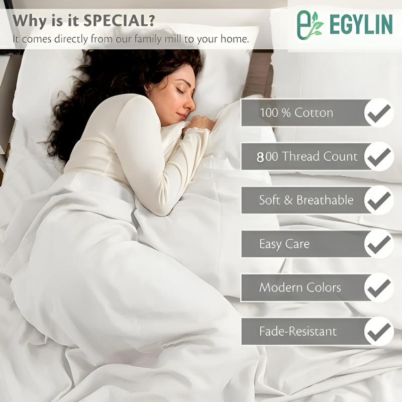 EGYLIN 100% Egyptian Cotton Universal V Berth 3 Piece The