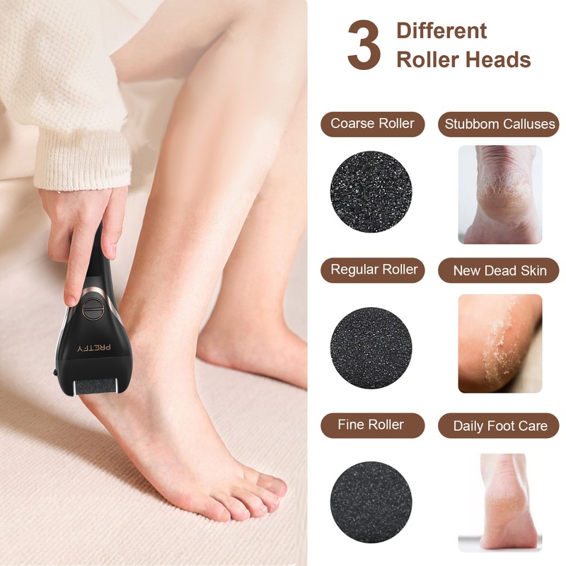 Pretfy Electric Foot Callus Remover Set Rechargeable Foot Grinder Digital