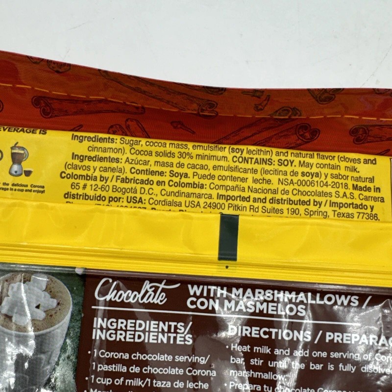 Corona Colombian Corona Tradicional Hot Chocolate Cloves Cinnamon bar 500g