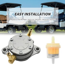 VIKKSAER 14151-G1 24233G1 Fuel Pump Kit with Fuel Filter, Replacement for EZGO Marathon Gas Golf Cart 2-Cycle Engine 1989 1990 1991, Replaces 14151G1, 24233-G1