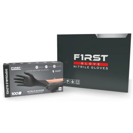 First Glove Heavy Duty Disposable Gloves - 3.5 Mil Thick Black Nitrile Gloves with Micro Textured, Enhanced Grip, Hand Protection and Latex-Free, Multipurpose Use - 100 Ct. (X-Large)