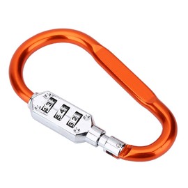 Carabiner Light Orange, Carabiner with Combination Lobster Clasp, Lobster Clasp, 3 Colours, Travel Bag, Luggage, Security Combination Lobster Clasp, Padlock (Orange)
