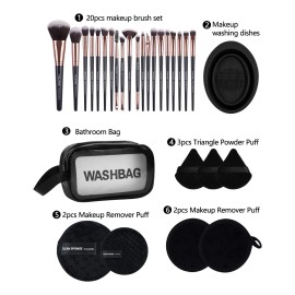 Maange 20 Set Brochas Maquillaje Profesional Y Kits De Cosméticas Color Negro