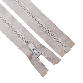 Sawoake - 2 cremalleras separadoras de 24 pulgadas para abrigos de costura, chamarra con cierre, cremalleras de plástico moldeado gris, herramientas de costura a granel para prendas de vestir, bolsas,