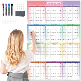 Ospelelf Wall Calendar 2025 Large 32'' x 48'' Dry Erase Calendar for Wall, Big Yearly Laminated Calendar 2025, Monthly Calendars for Office, Use July 2025 - June 2027 (Rainbow)