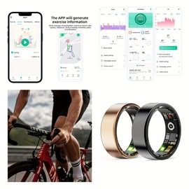 Smart Health Rings for Women Men,Fitness Monitor with Blood Oxygen,Heart Rate,Blood Pressure Tracking,Sleep Tracker,IP68 Waterproof,No Subscription Fee Smart Ring for iphone&Android (Silver, #12)