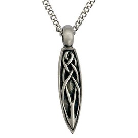 Fire Pewter Celtic Surfboard Pendant with Extra Large Bail, on Men's Heavy Curb Chain Necklace, 24"