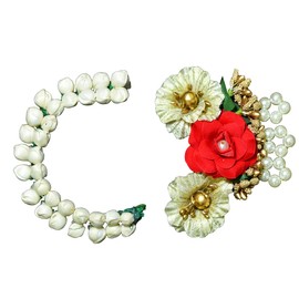 Gajra Artificial Flower Hair Bun Accessories Indian Handmade Hair Ornament for Women Partywear Marriage Mehndi Festival Gifting (Mogra Gajra and Beads Flower)