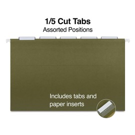 Staples ECO-ID Hanging File Folder, 5-Tab, Legal Size, Standard Green, 50/Carton (ST116830/1168VS)