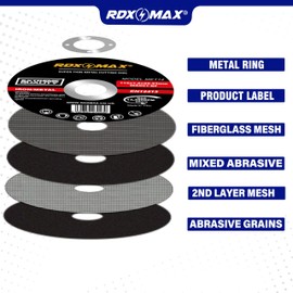 RDXMAX® 115mm Premium Metal Cutting Discs – High Performance, Durable and Precise Metal Grinding Discs for Angle Grinders – Compatible with Steel, Iron & Metals - Pack of 12 (115 x 1.2 x 22.23 mm)