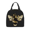 JIMOWANG Bee Black Portable Lunch Bag Compact Tote Bag Reusable