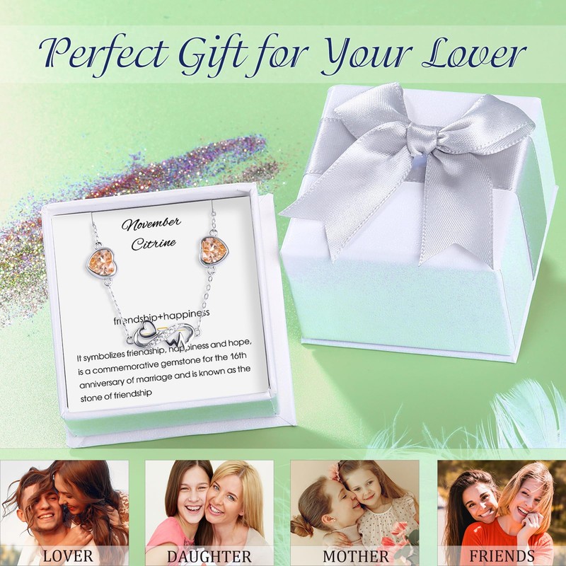 Infinity Heart November Birthstone Bracelet 925 Sterling Silver Adjustable ECG