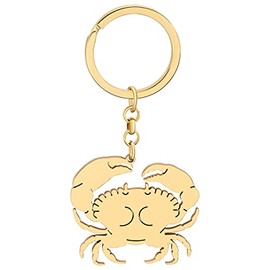 BONSNY Niedliche Edelstahl Ozean Tier Krabbe Schlüsselanhänger Schmuck Geschenke für Frauen Damen Autoschlüssel Geldbörse Rucksäcke Accessoire (SK040-Gold)