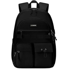 School Laptop Backpack for Girls Boys: Casual Middle High School Backpacks 15.6 Inch College Bookbag with USB Charging Port Waterproof Travel Back Pack Cute Work Book Bag for Teens Students Women Men