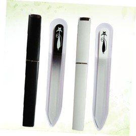 FOMIYES 2sets Printed Glass Nail Files Manicure Tool Environmental Nail Buffer 2pcs*2