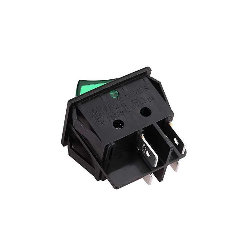 CLDIY DPST 4 Pins 2 Position On/Off Green LED Light