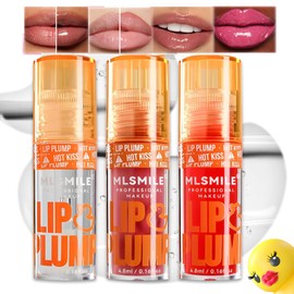 Riroenst 3 Pcs Lip Plumper Gloss, Hydrating Lip Oil, High Pigment Plumping Lip Gloss, Crystal Jelly Moisturizing Lip Oil, Long Lasting Fresh Plumping Lip Gloss