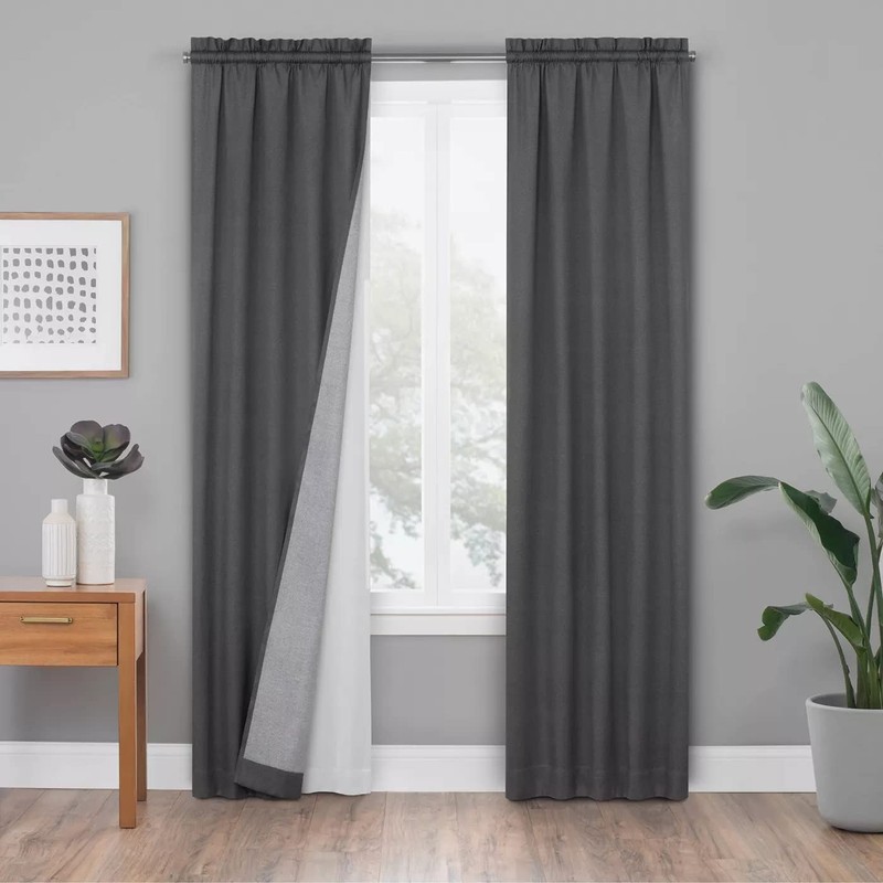 ECLIPSE Solid Minimalist Blackout Thermal Liner for Window Curtains with