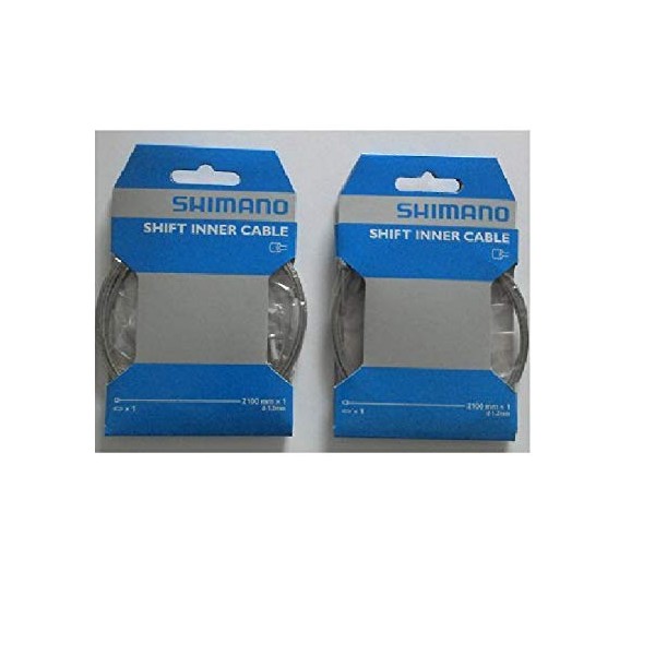 Shimano 2 x Gear Cable 1.2 mm x 2100 mm, galvanised.
