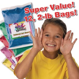 S&S Worldwide Art Sand Assortment. For Sand Art Layering in Bottles, Decorating Adhesive Sand Art Pictures, Fun Colors of Fine Sand in 2lb Bags - 24 Total lbs! Blue,Green,Orange,White, Pack of 12