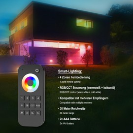 HEXIM 12-24V LED Controller & Remote Control - Wi-Fi 1/4 Zone Remotes & Wall Switch RGB Smart Home & Phone - Voice Control Alexa Google Assistant - (RT10-4 Zone CCT Remote Control)
