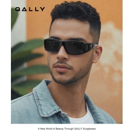 QALLY Sunglasses-for-Men Polarized Mens Over-Glasses-Sunglasses: Classic Sun Glasses for Women with UV400 for Driving Fishing