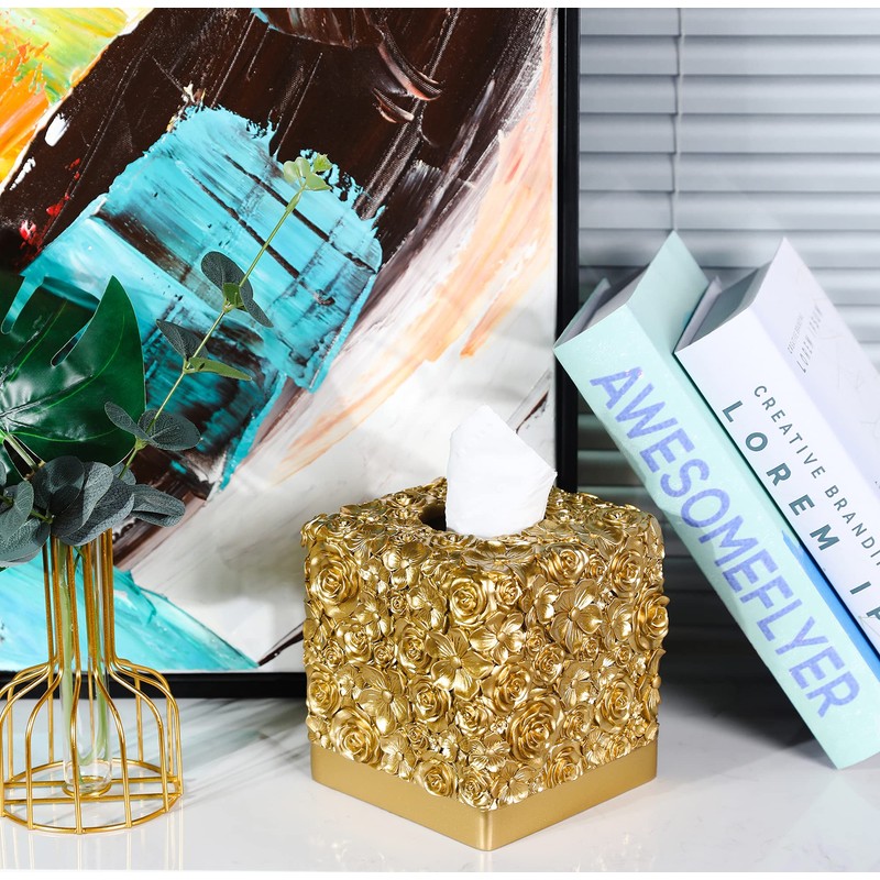 Hymmah Modern Square Tissue Box Cover Holder,Bathroom Accessories Decor Unique