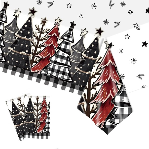 2pcs Christmas Table Cloth Party Plastic Xmas Tablecloths,137*274cm Christmas Tree
