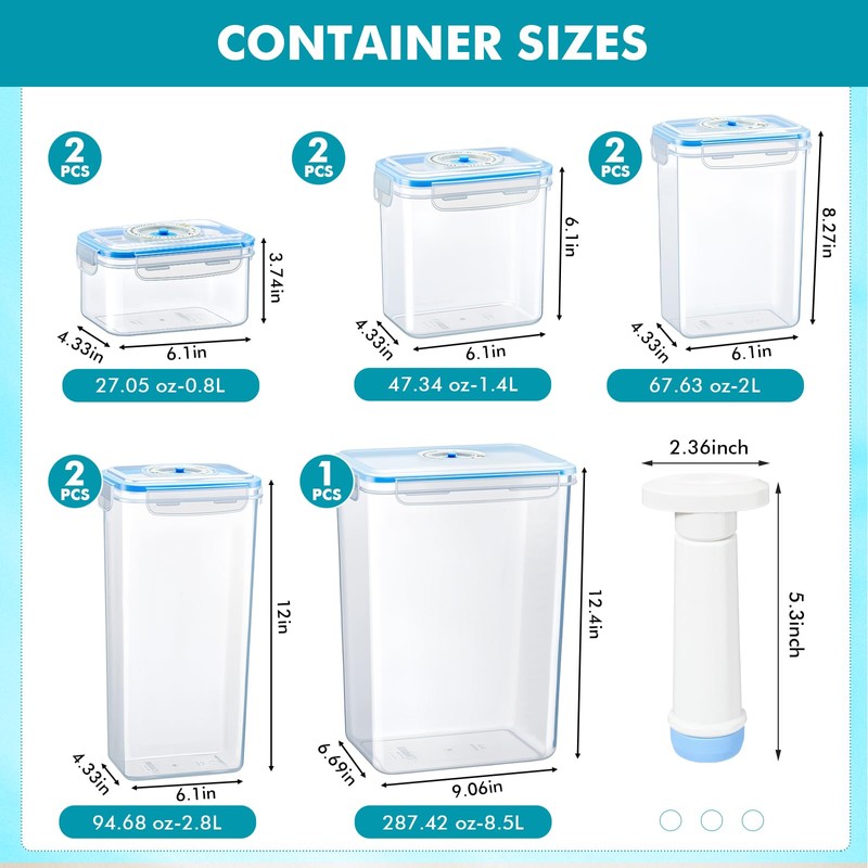 LemonRoad 9 Set Vacuum Seal Storage Food Containers with Lids
