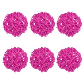 M METERXITY 6-Pack Wicker Rattan Balls 60mm/2.4 Inch Decorative Rattan Balls Orbs Vase Fillers Bowl Fillers for Christmas/Weddings/Thanksgiving/DIY Crafts/Home Decor [Rose Red]