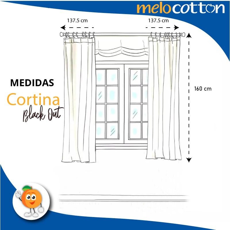 Melocotton Cortinas Blackout 275cm Ancho X 160cm Alto - En