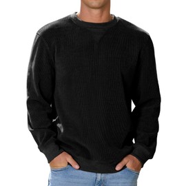 Sailwind Men's Corduroy Sweatshirt Casual Long Sleeve Crewneck Pullover Sweatshirts Black