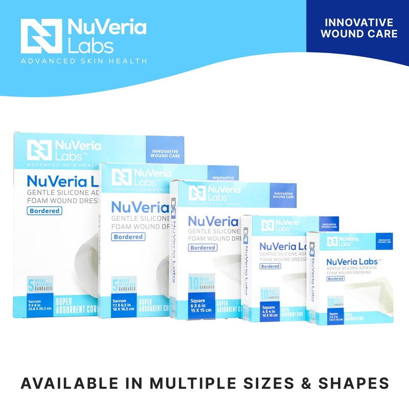 Nuveria Labs Hospital Grade Sacral Bordered Silicone Foam Wound Dressing
