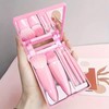 5-Piece Travel Makeup Brush Set with Mirror for Daily Touch-Ups