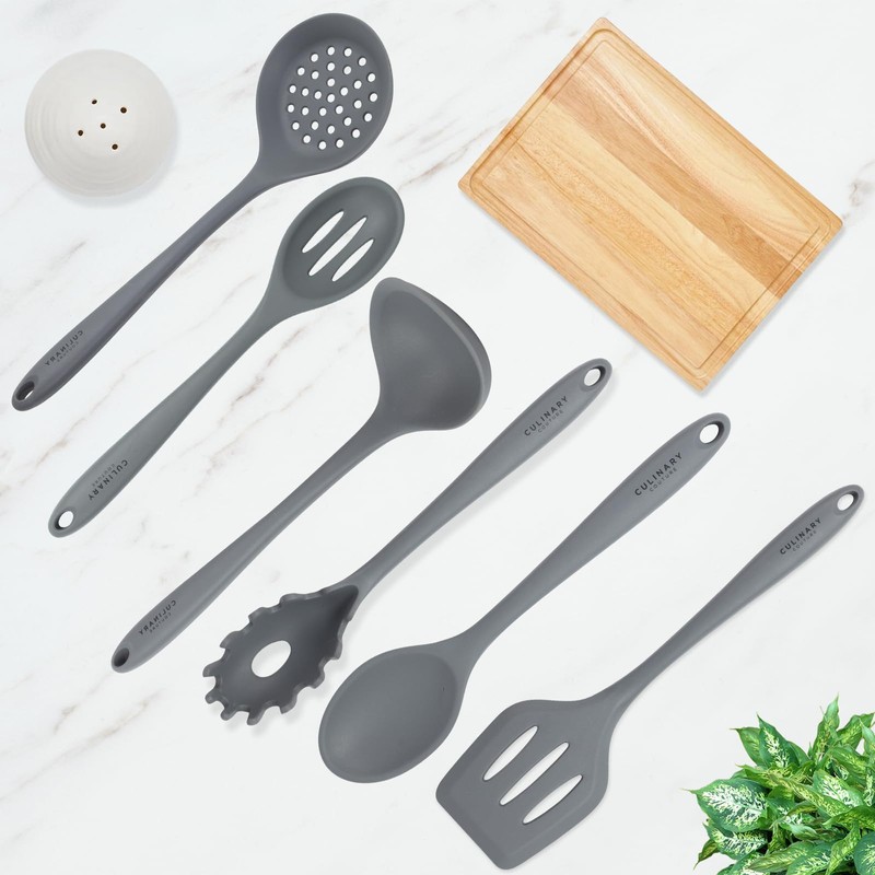 Culinary Couture Grey Silicone Kitchen Utensils Set of 6, Non-Stick