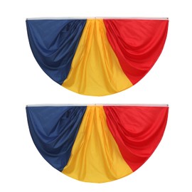 Romania Romanian Pleated Fan Flag Bunting 3 x 6 Ft Romania Pleated 2 Pcs Fan Flag Banner Indoor/Outdoor/Front Porch Decorations, Romania Half Fan Flag Patriotic Holiday decorations, Celebrations.