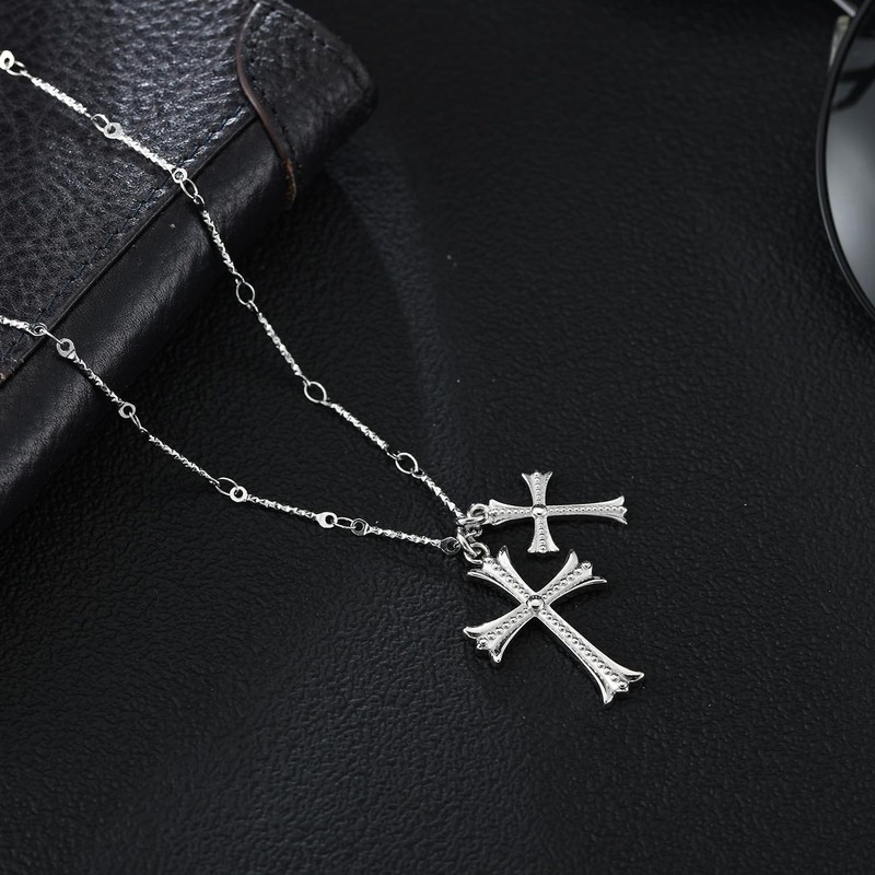 Apexillio Cross Necklace Faith Pendant 14K Plated Dainty Chain (Style