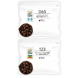 DripTrip Coffee Powder Organic Set, Mochasha Kisso G1 (300 g/Shallow Roast/#123) & Guatemala (300 g/Medium Roast/#65), Home-Roasted, Organic Growing, Organic Cultivation