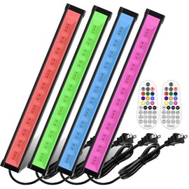 MEIKEE 42W RGBW Wall Washer Light, 3350lm, IP66 Waterproof Wash Light Bar with Remote, Color Changing Wash Flood Strip Lighting for Stage Party Wedding Christmas Decoration 4Pack