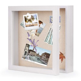 Love-KANKEI 3D Picture Frame 28 x 28 cm, Wooden Frame for Filling, Shadow Box Frame with 8 Pins, Gift for Family, Friends etc., White