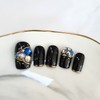 Gold Line Black Handmade Nail Tips - Ballerina S /