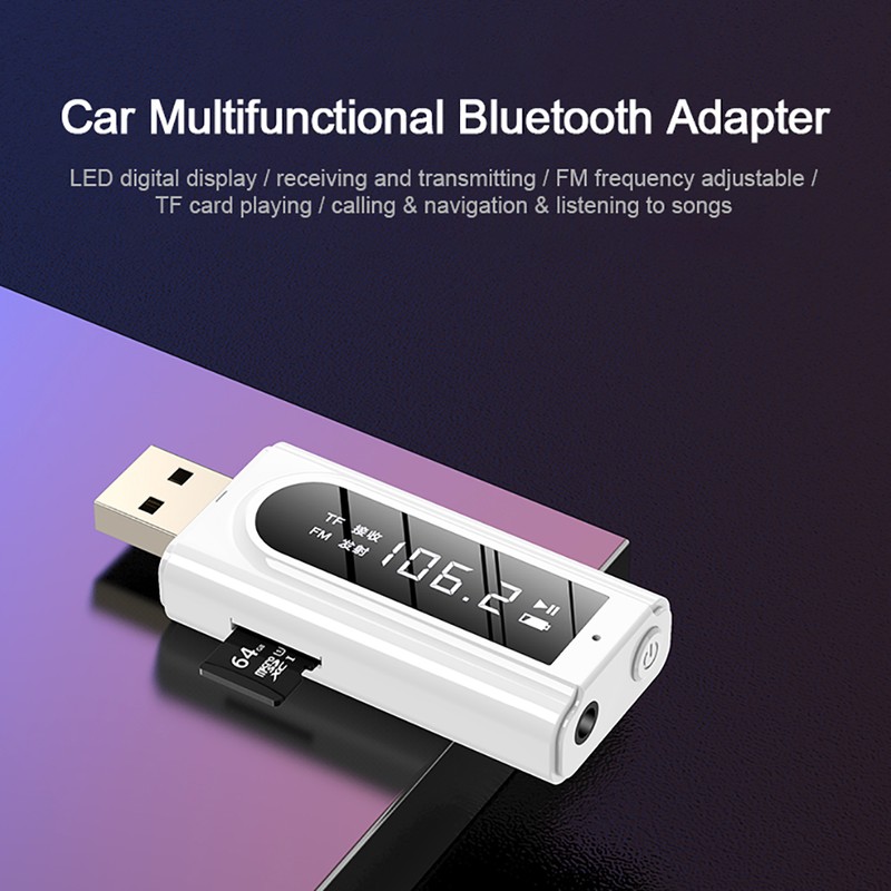 Car USB FM Receiver and Transmitter Aux Radio Bluetooth 5.0
