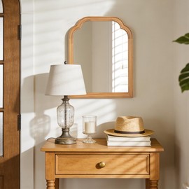 WallBeyond Wood Frame Wall Mirror Decor for Entryway, Living Room or Bedroom Home Decor - Light Woodgrain 16" x 20" Natural Color