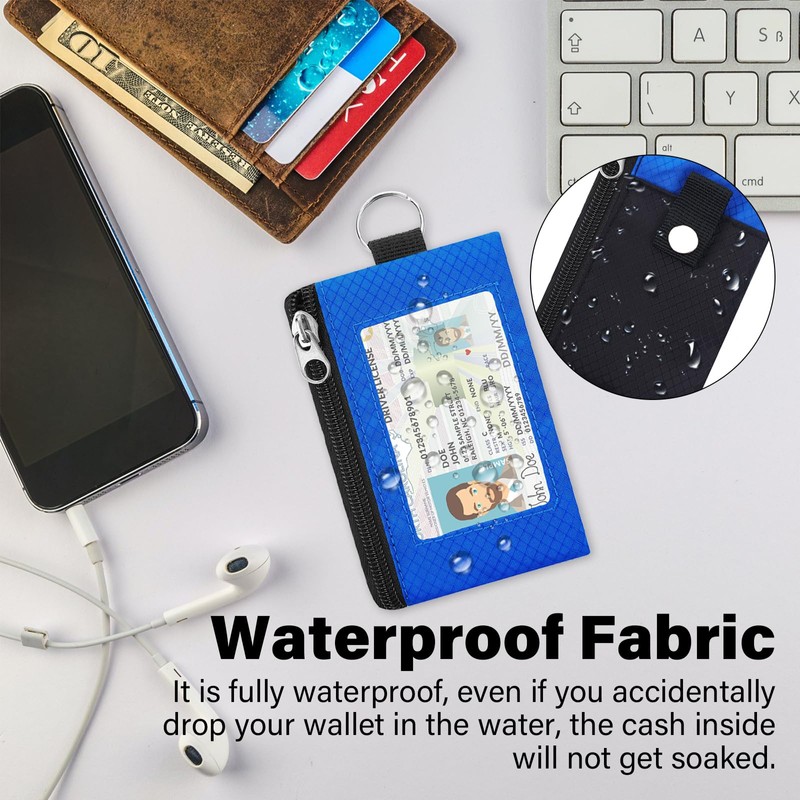 SUNDEE Minimalist Small Wallet with Lanyard, Waterproof ID Case with