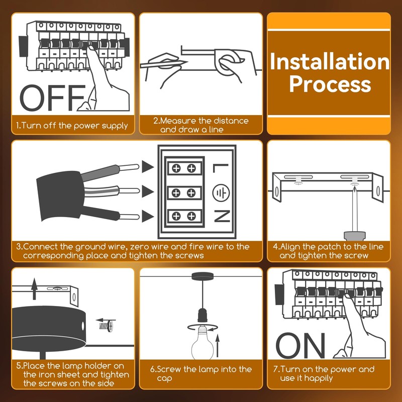 Aigostar Chrome Pendant Light Fitting, Black Pendant Light Fitting with