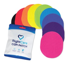 RightCare CGM Adhesive Universal Patch, Covered Oval, Multicolor, Bag of 25
